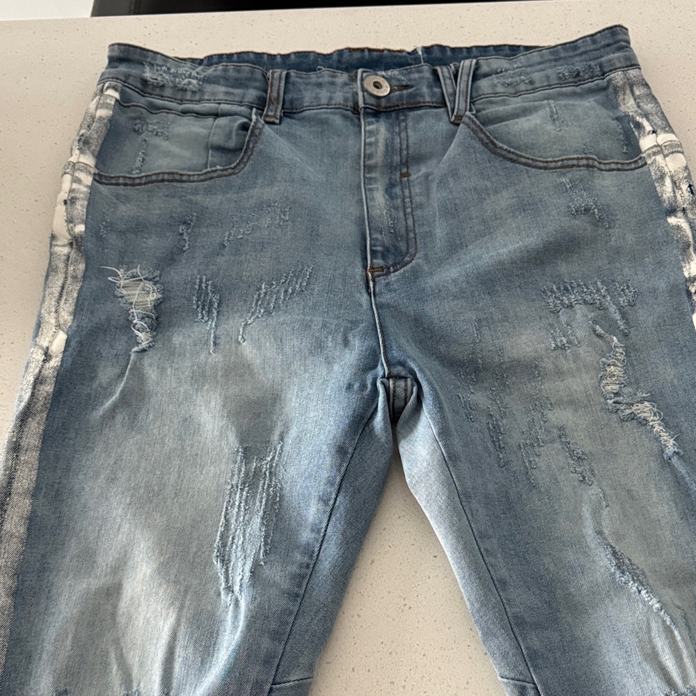 Men's Skinny Distressed Blue Jeans